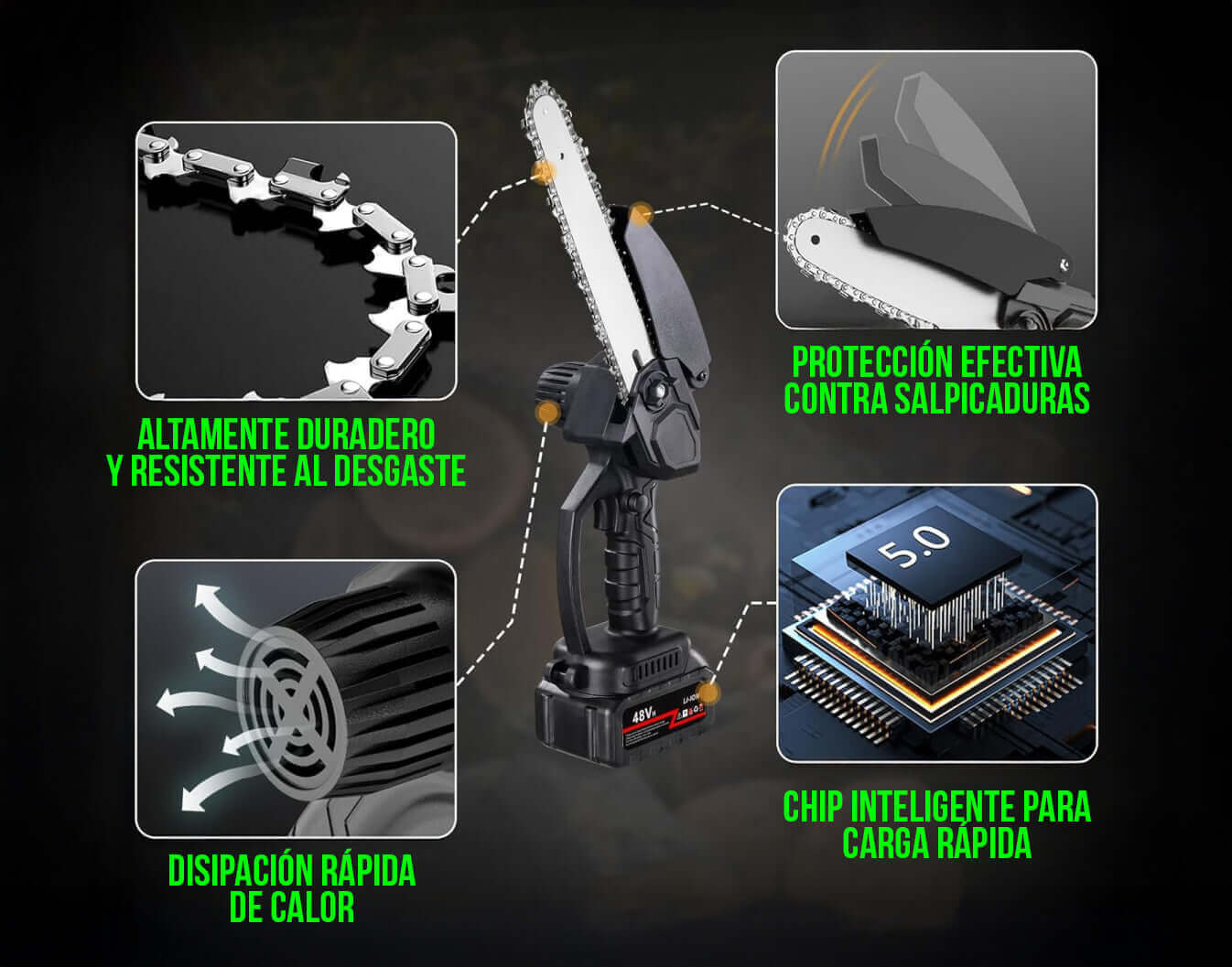 ¡Potencia en tu mano! Mini Motosierra 48V Incluye maletín y 2 baterías 🔋